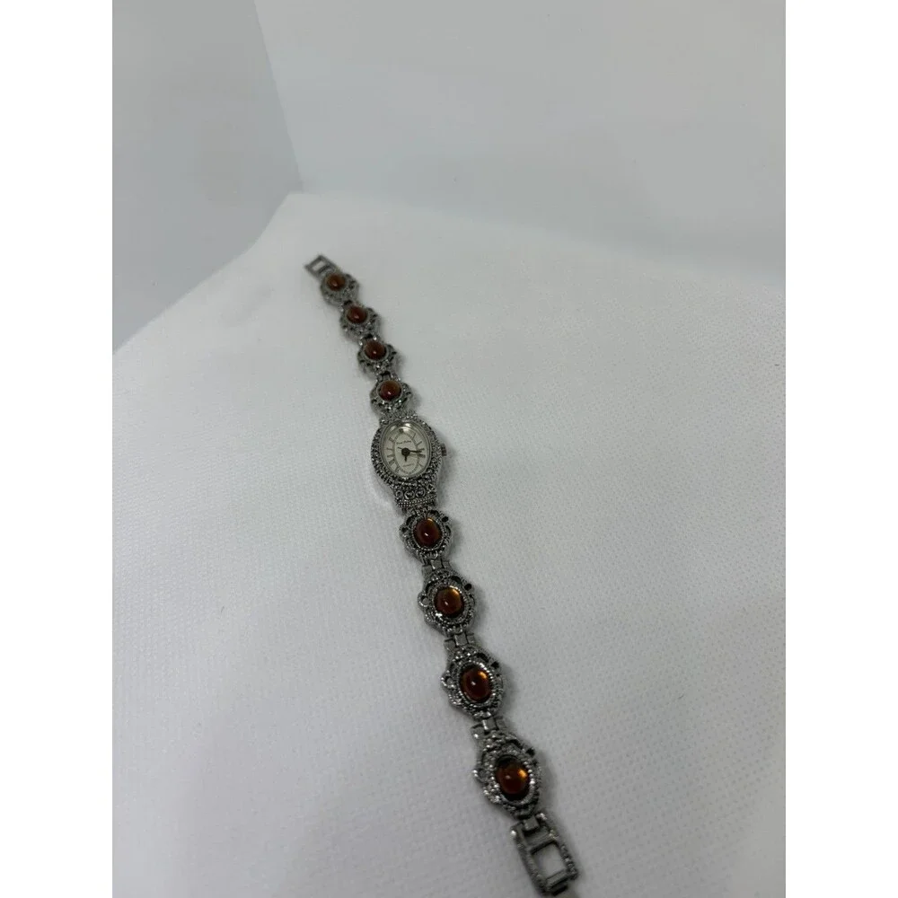 Fred Belay Women’s Silver Tone Bracelet Watch – Working Quartz Watch with Amber